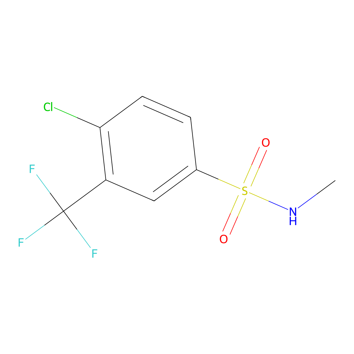 4-chloro-N-methyl-3-(trifluoromethyl)benzene-1-sulfonamide molecular structure, CAS 746631-62-9