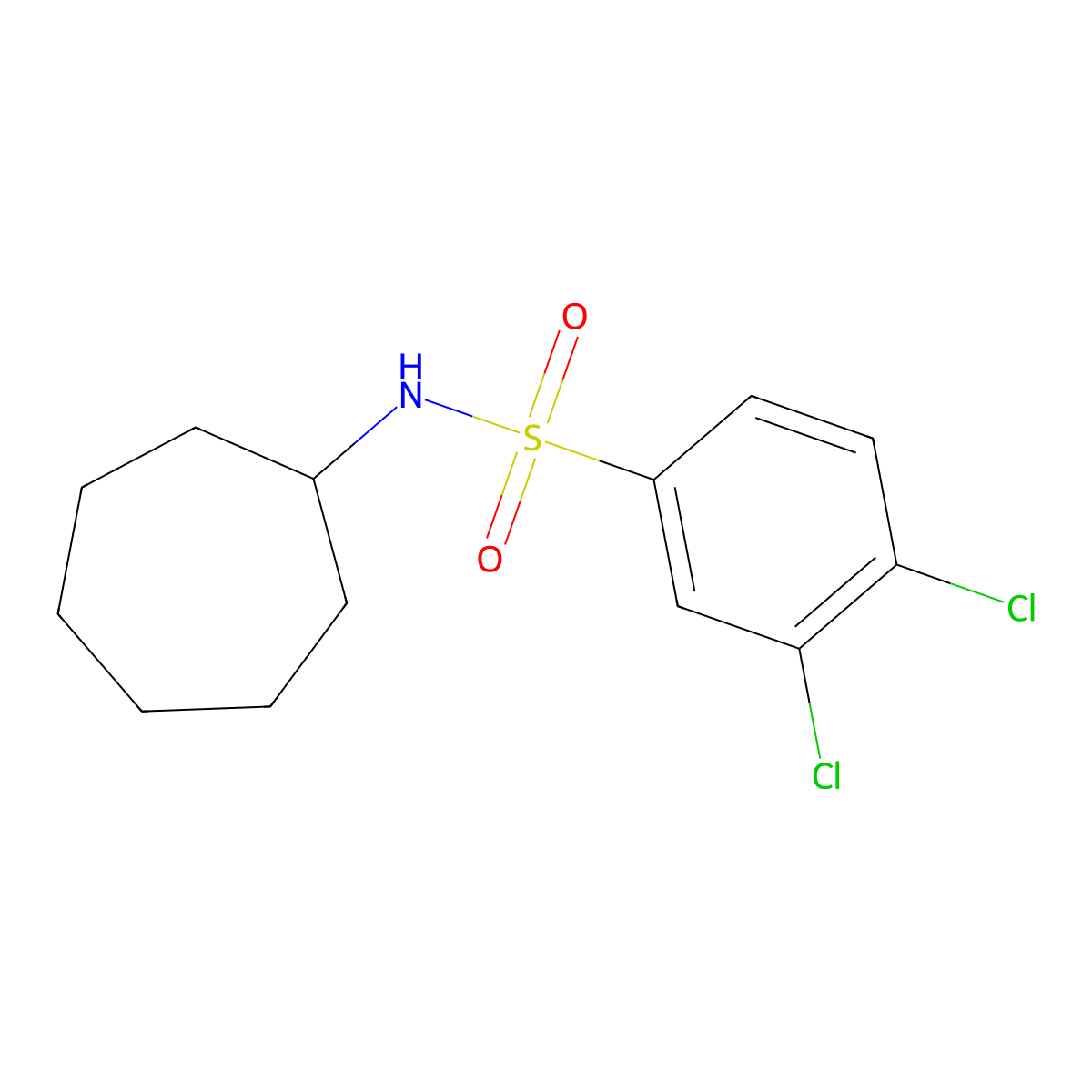3,4-dichloro-N-cycloheptylbenzenesulfonamide molecular structure, CAS 746631-63-0