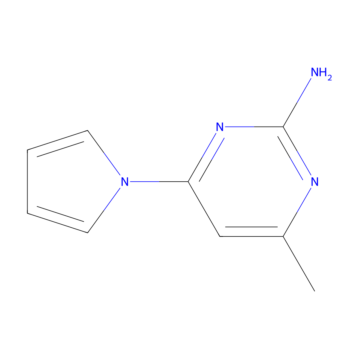 2-Amino-4-(1H-pyrrol-1-yl)-6-methylpyrimidine molecular structure, CAS 746635-49-4