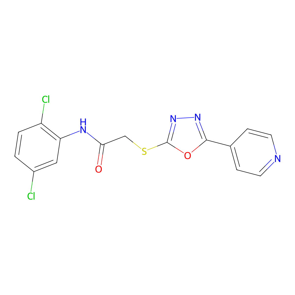 N-(2,5-dichlorophenyl)-2-[(5-pyridin-4-yl-1,3,4-oxadiazol-2-yl)sulfanyl]acetamide molecular structure, CAS 746641-52-1
