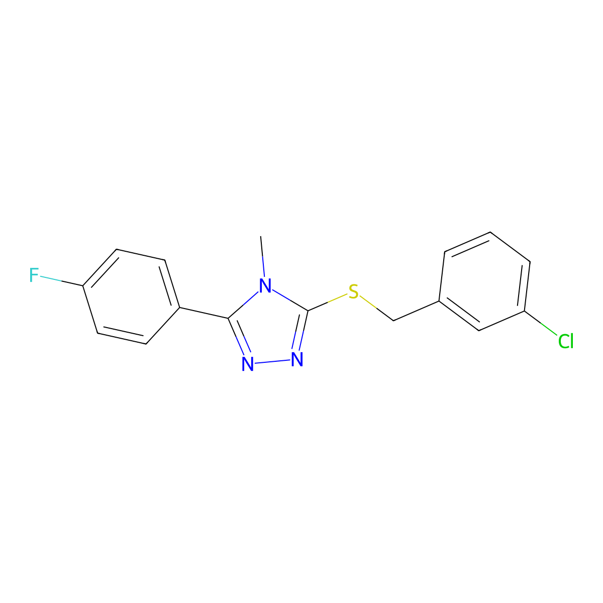 3-[(3-Chlorophenyl)methylthio]-5-(4-fluorophenyl)-4-methyl-1,2,4-triazole molecular structure, CAS 746644-30-4