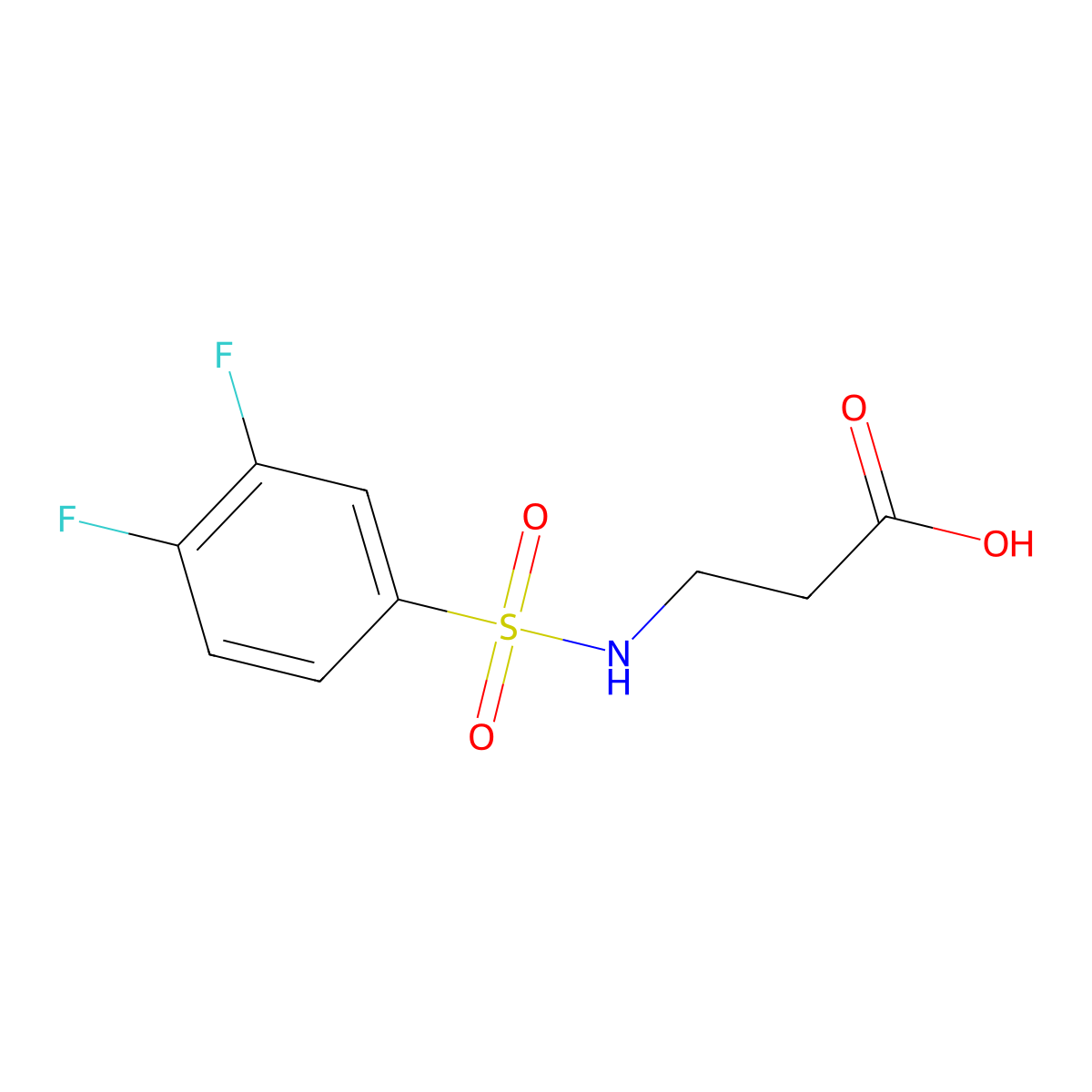 3-(3,4-Difluorobenzenesulfonamido)propanoic acid molecular structure, CAS 746655-91-4