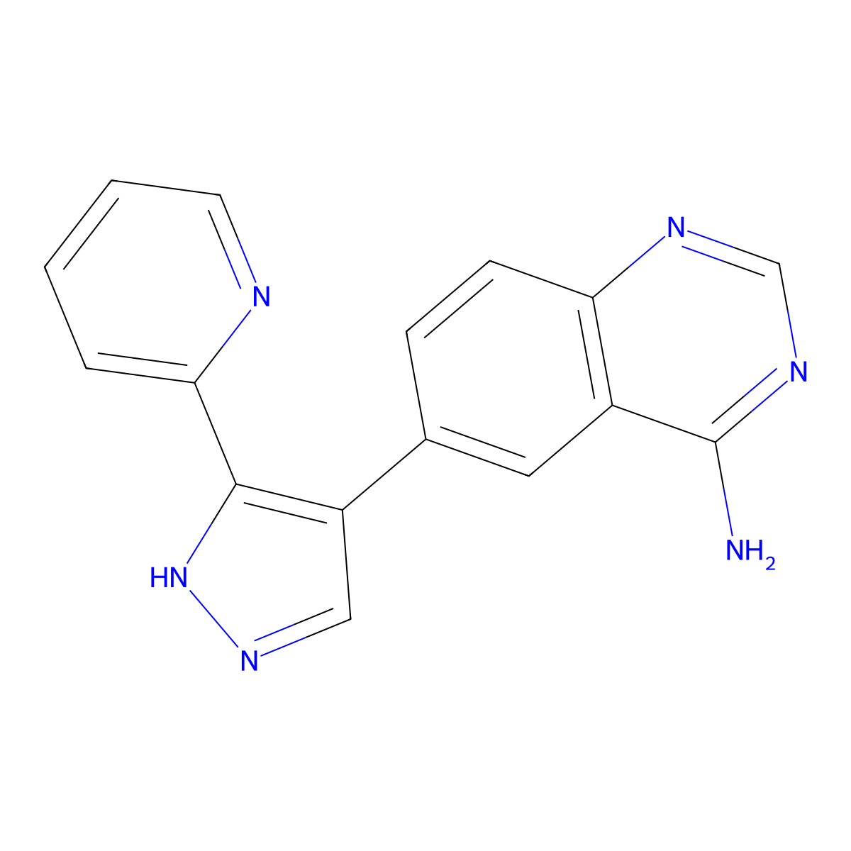 6-(3-(Pyridin-2-yl)-1H-pyrazol-4-yl)quinazolin-4-amine molecular structure, CAS 746667-28-7