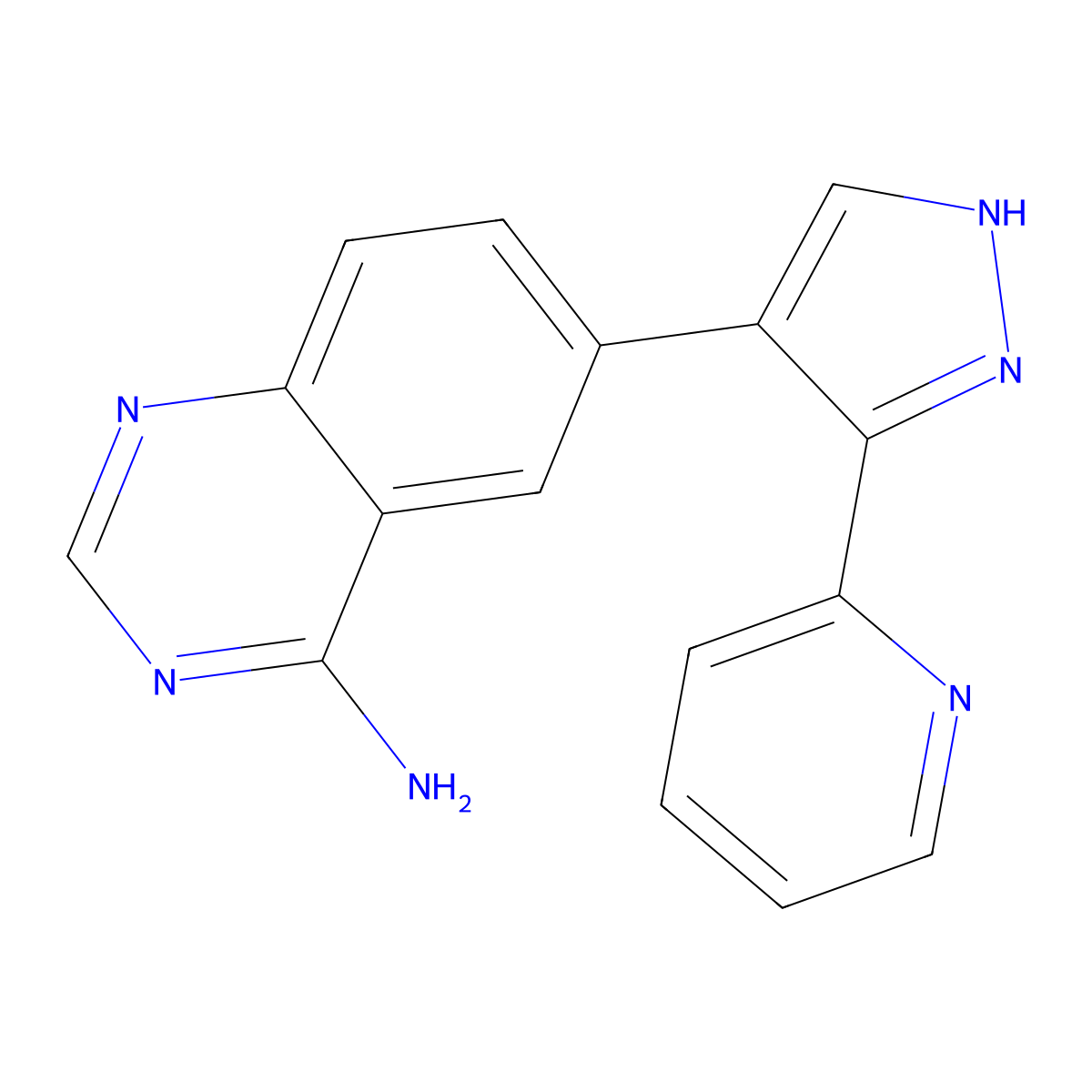 6-(3-(Pyridin-2-yl)-1H-pyrazol-4-yl)quinazolin-4-amine molecular structure, CAS 746667-28-7