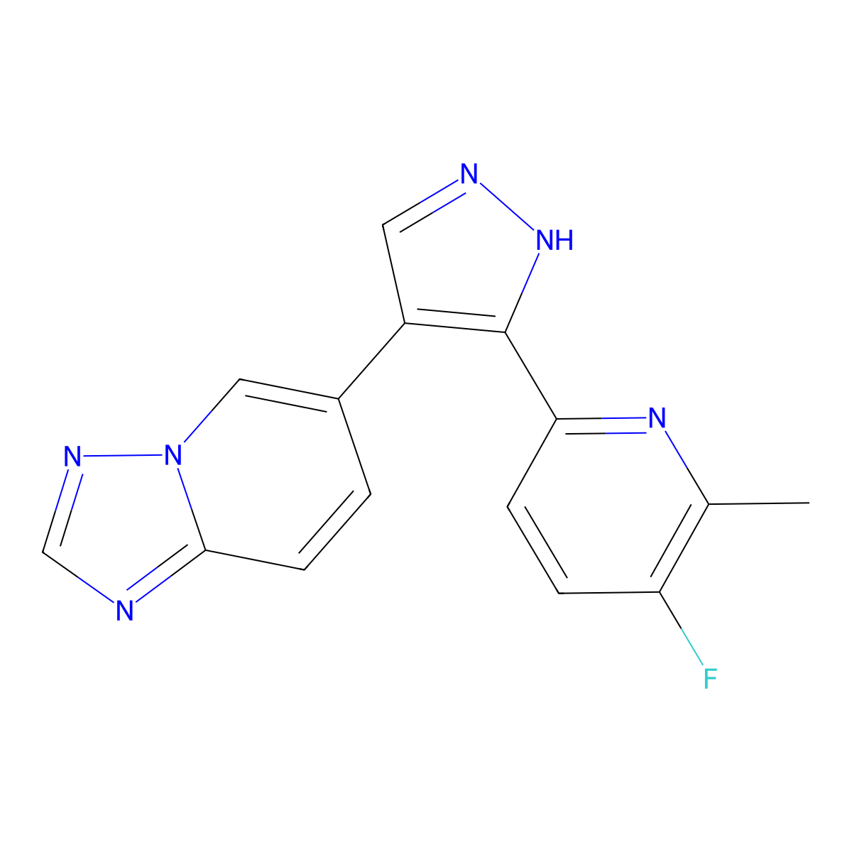 6-(3-(5-Fluoro-6-methylpyridin-2-yl)-1H-pyrazol-4-yl)-[1,2,4]triazolo[1,5-a]pyridine molecular structure, CAS 746667-44-7