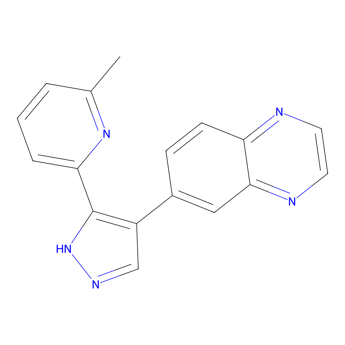 6-[5-(6-methylpyridin-2-yl)-1H-pyrazol-4-yl]quinoxaline molecular structure, CAS 746667-48-1