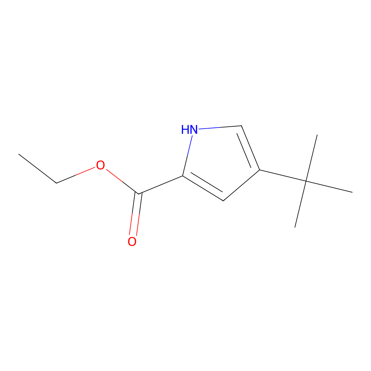 Ethyl 4-tert-butyl-1H-pyrrole-2-carboxylate molecular structure, CAS 746671-35-2