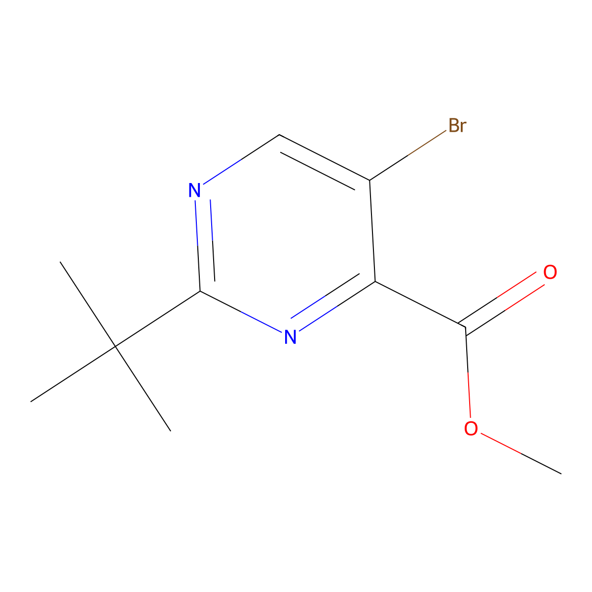 Methyl 5-bromo-2-(tert-butyl)pyrimidine-4-carboxylate molecular structure, CAS 746671-54-5