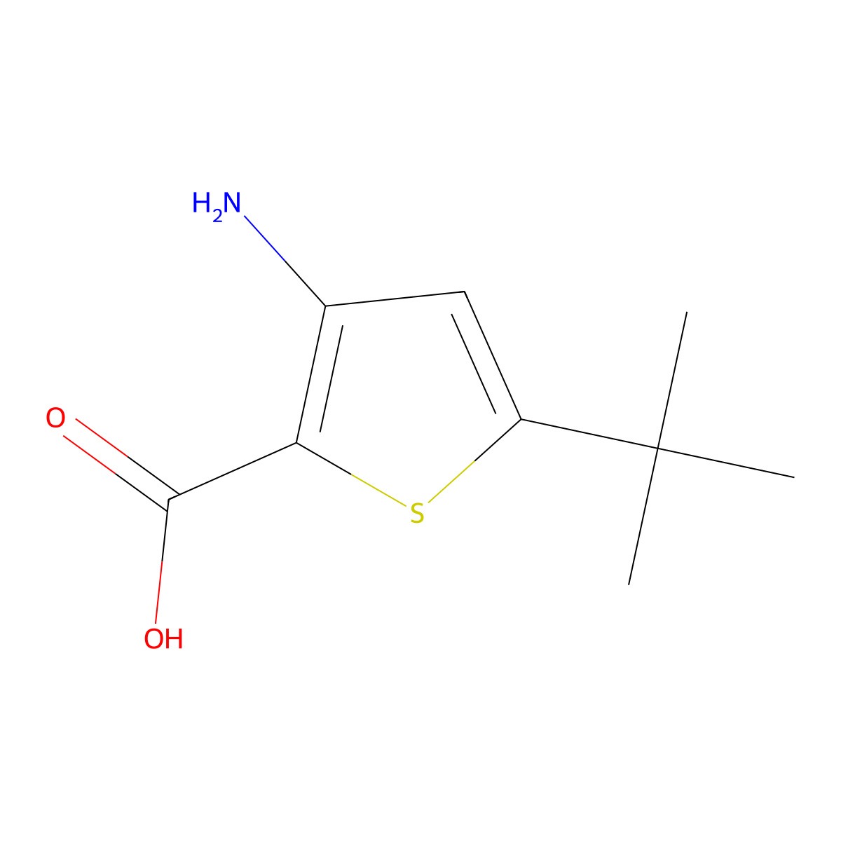 3-Amino-5-tert-butylthiophene-2-carboxylic acid molecular structure, CAS 746671-67-0