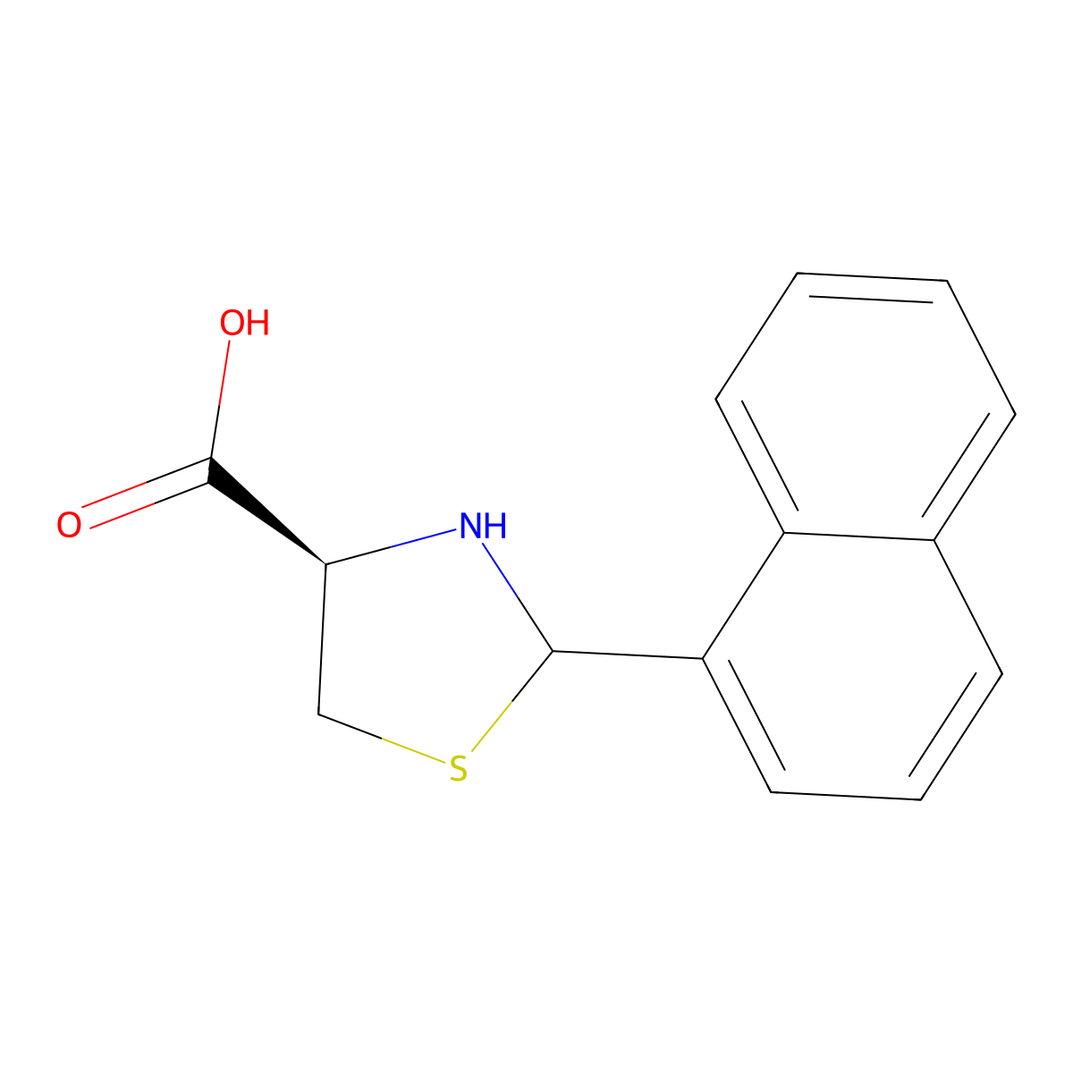 (4R)-2-(naphthalen-1-yl)-1,3-thiazolidine-4-carboxylic acid molecular structure, CAS 746677-85-0