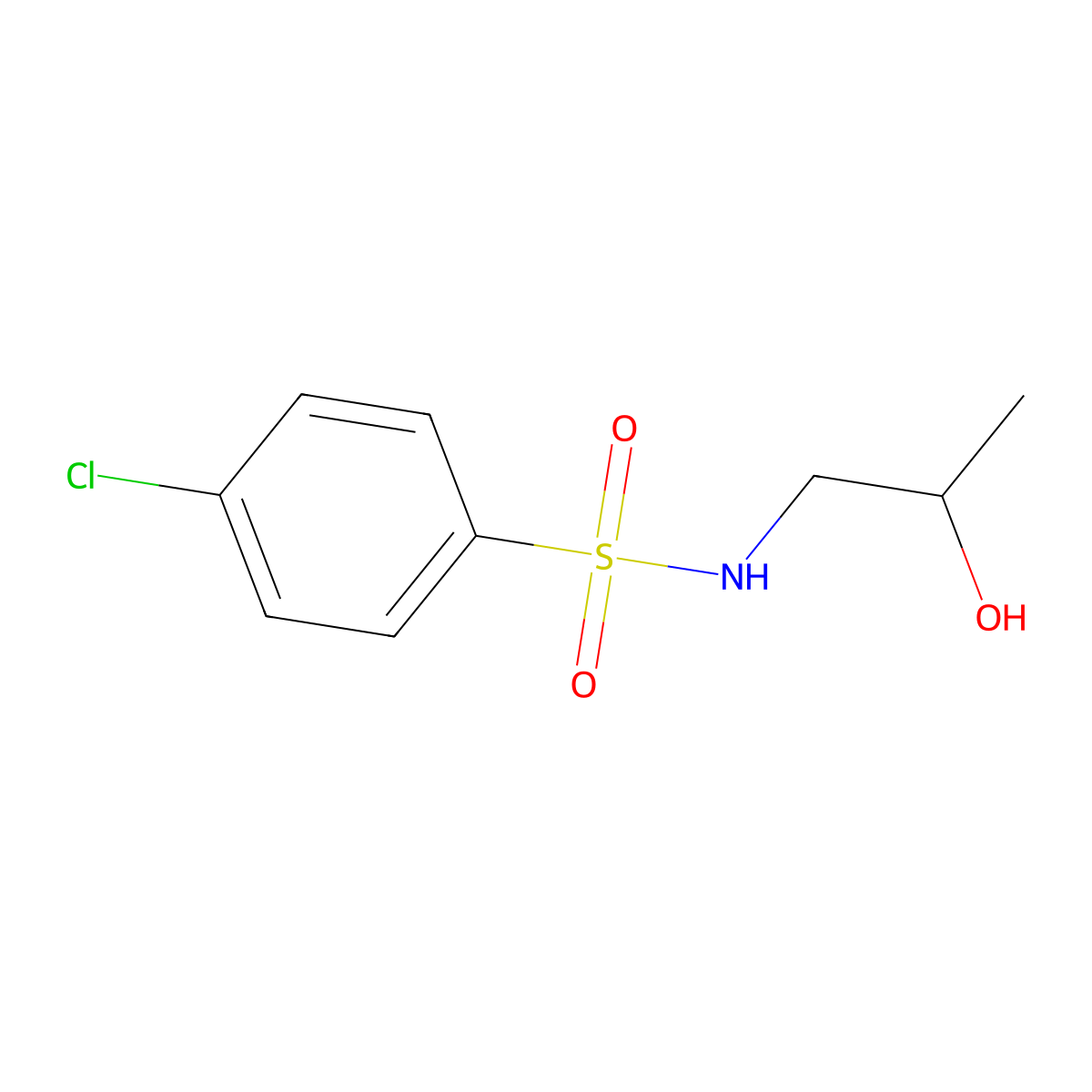 4-chloro-N-(2-hydroxypropyl)benzenesulfonamide molecular structure, CAS 74668-38-5