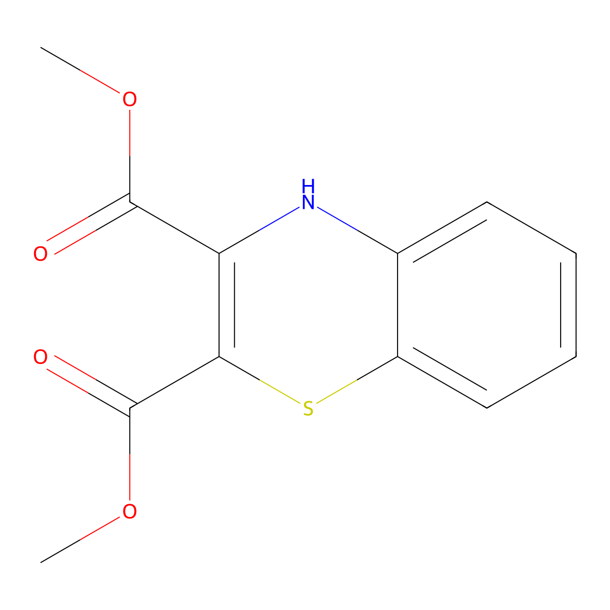 Dimethyl 4H-1,4-benzothiazine-2,3-dicarboxylate molecular structure, CAS 74675-53-9