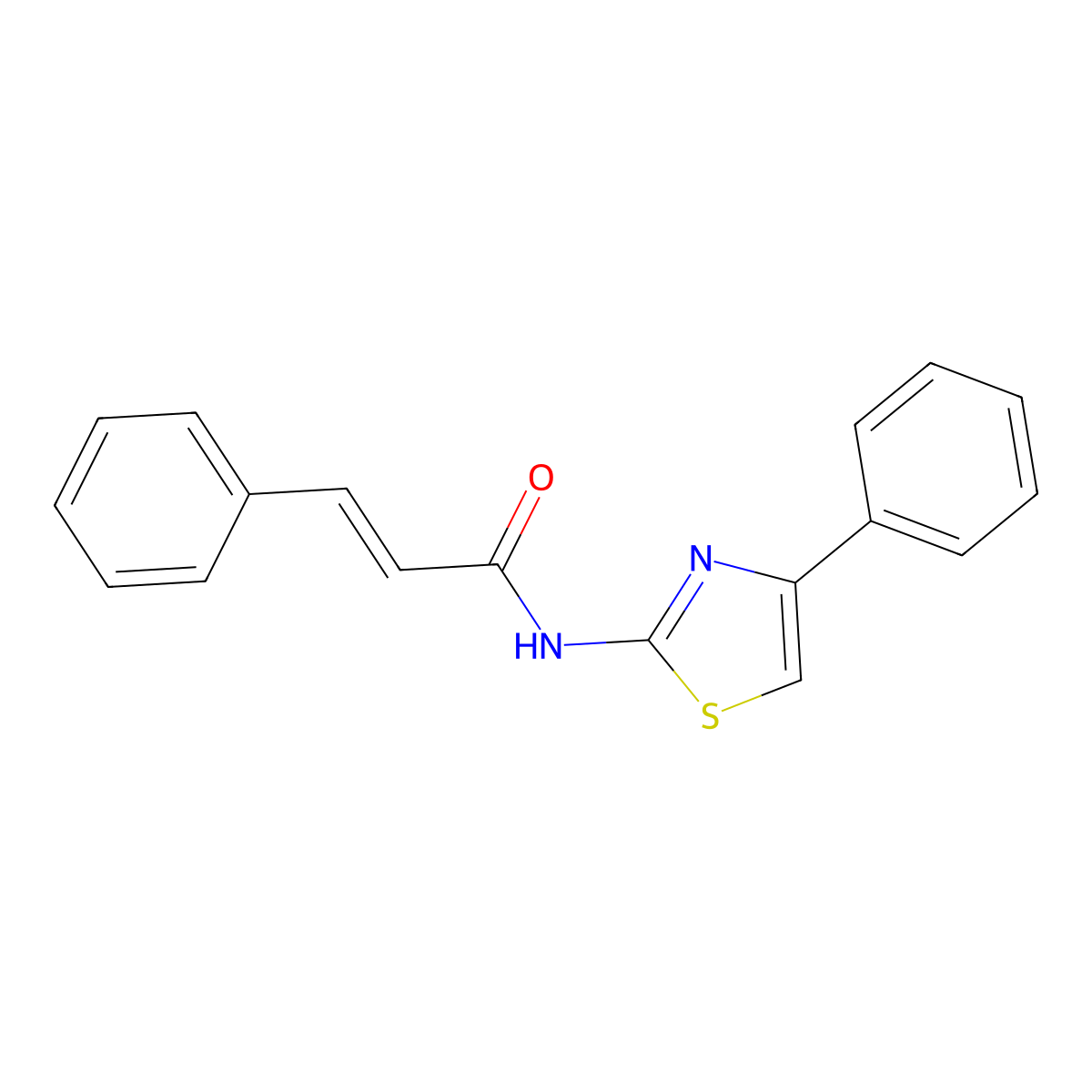 3-phenyl-N-(4-phenyl-1,3-thiazol-2-yl)prop-2-enamide molecular structure, CAS 74675-87-9