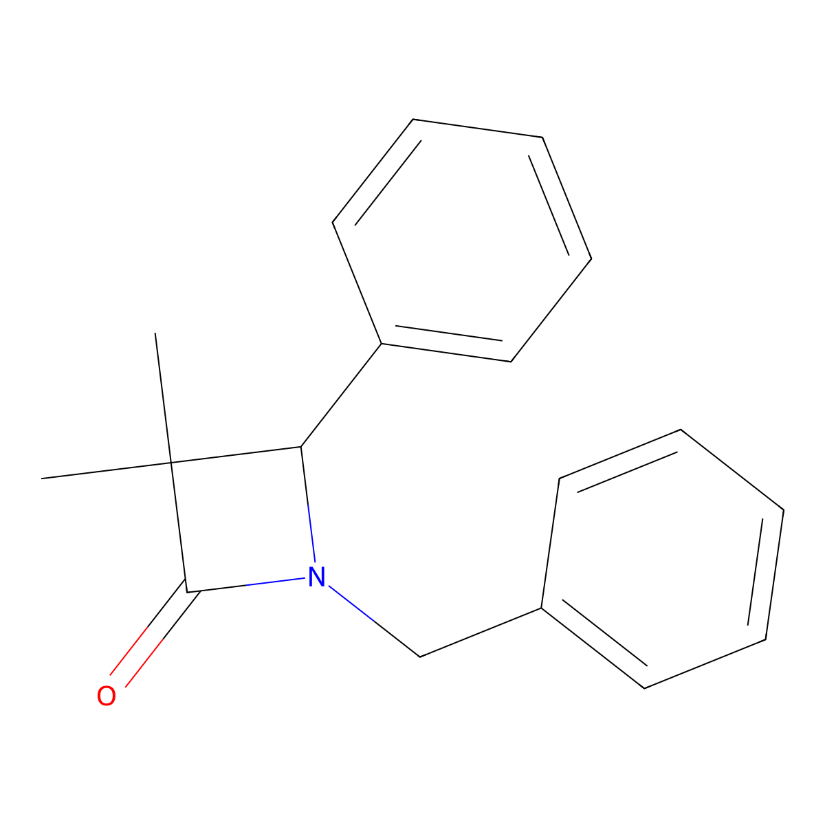 1-Benzyl-3,3-dimethyl-4-phenylazetidin-2-one molecular structure, CAS 7468-30-6