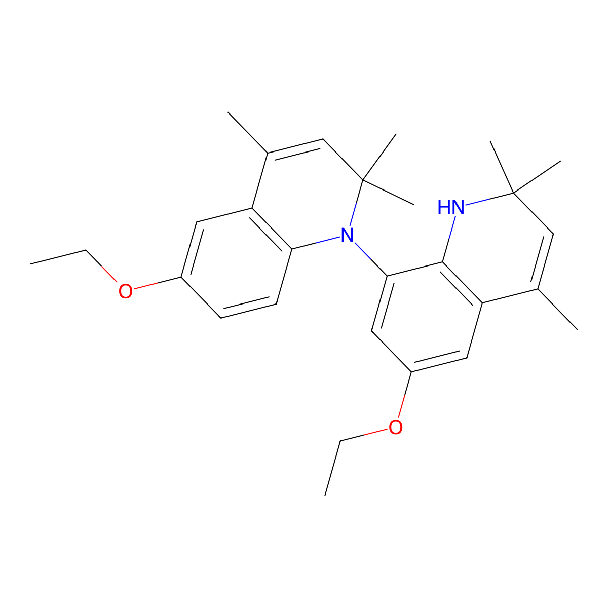 6,6'-Diethoxy-2,2,2',2',4,4'-hexamethyl-1',2'-dihydro-2H-1,8'-biquinoline molecular structure, CAS 74681-77-9