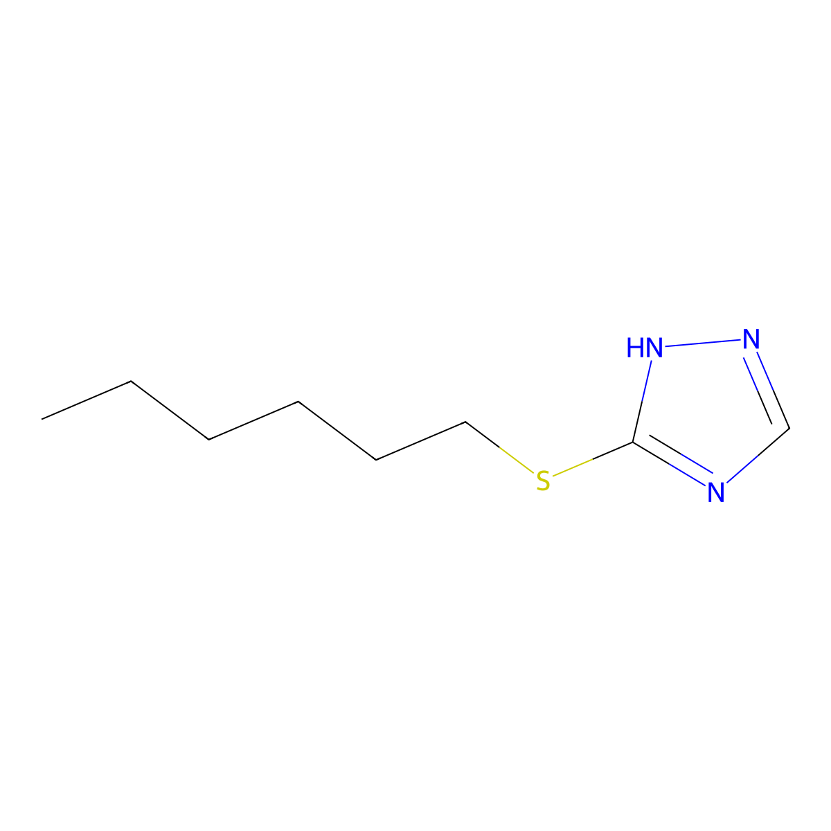 3-Hexylthio-1,2,4-triazole molecular structure, CAS 74682-60-3