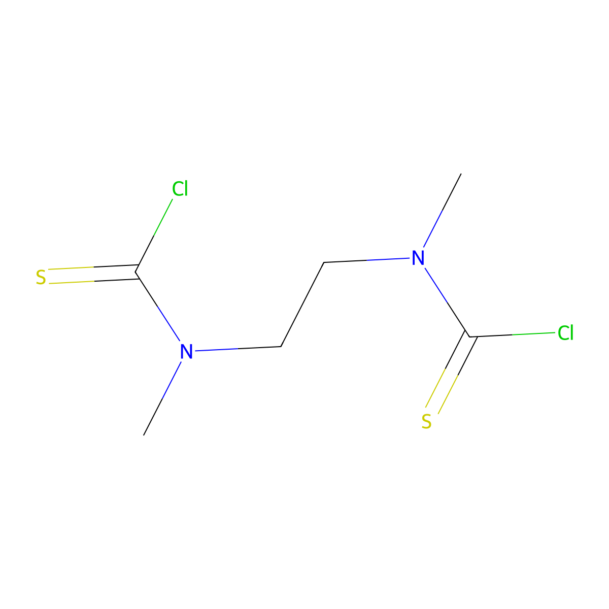 Ethane-1,2-diylbis(methylcarbamothioyl chloride) molecular structure, CAS 74683-45-7