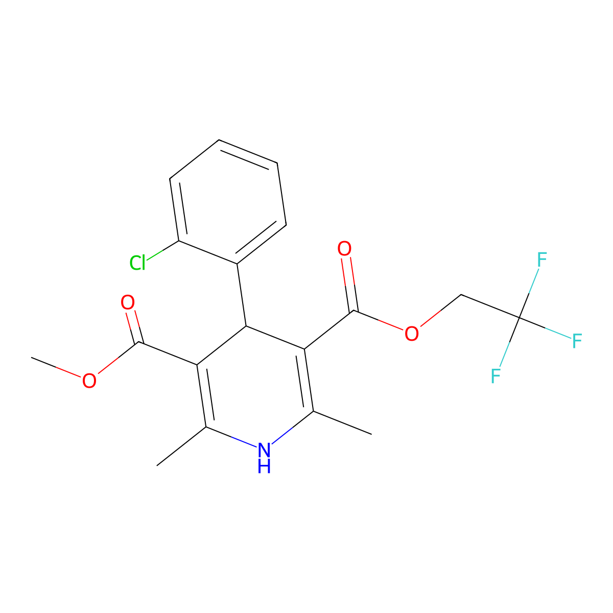 3-Methyl 5-(2,2,2-trifluoroethyl) 4-(2-chlorophenyl)-1,4-dihydro-2,6-dimethyl-3,5-pyridinedicarboxylate molecular structure, CAS 74687-14-2