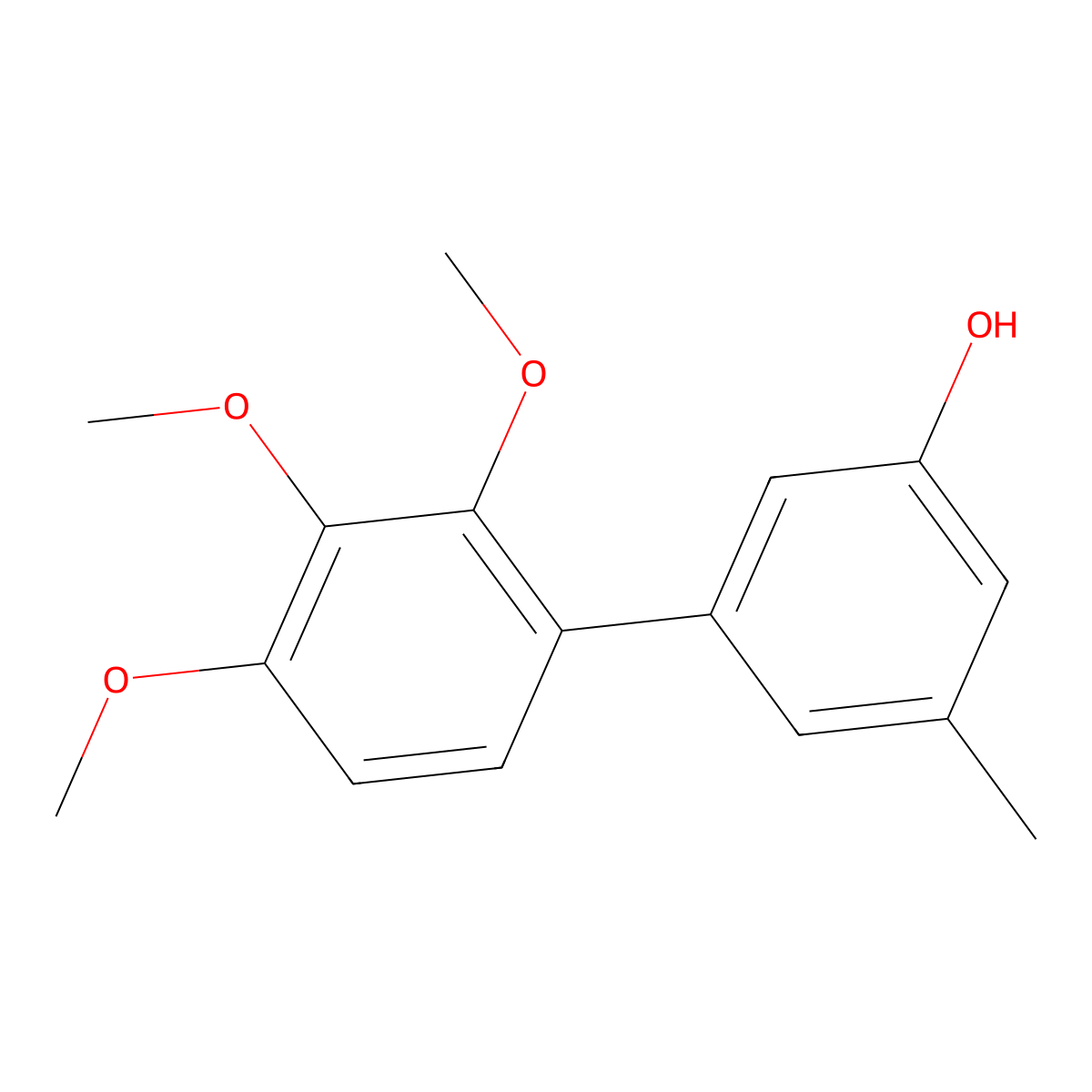 3-Methyl-5-(2,3,4-trimethoxyphenyl)phenol molecular structure, CAS 7469-41-2