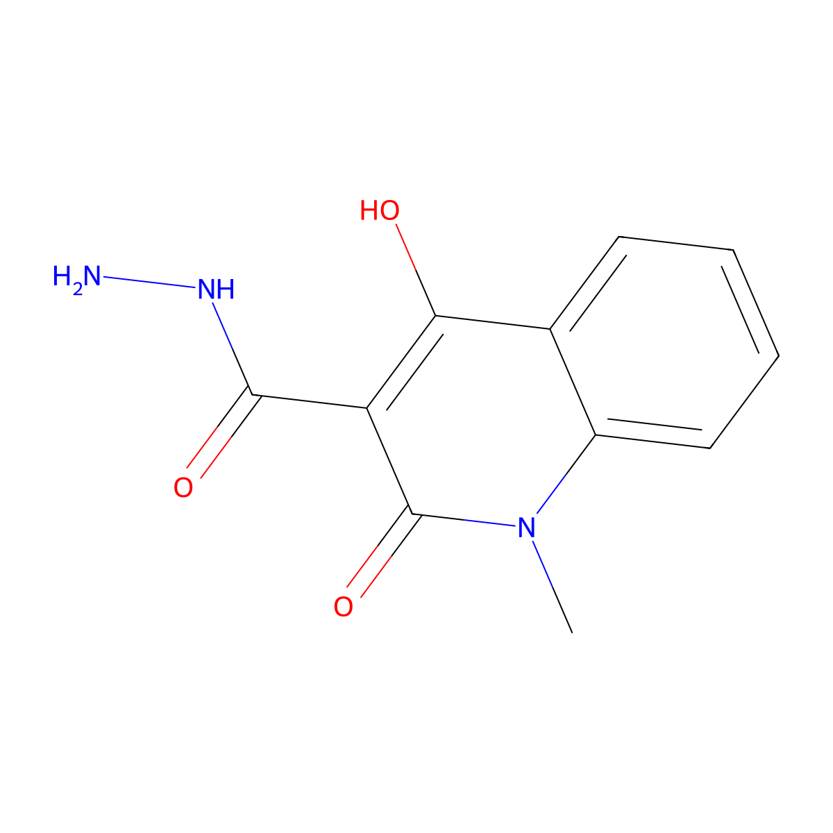 3-Quinolinecarboxylic acid, 1,2-dihydro-4-hydroxy-1-methyl-2-oxo-, hydrazide molecular structure, CAS 74693-61-1