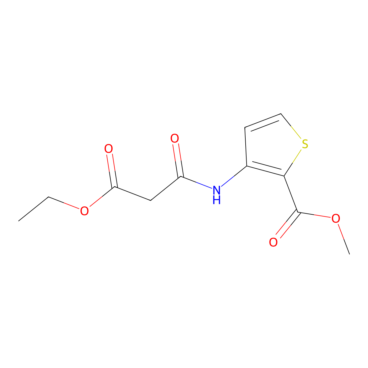 Methyl 3-(3-ethoxy-3-oxopropanamido)thiophene-2-carboxylate molecular structure, CAS 74695-29-7