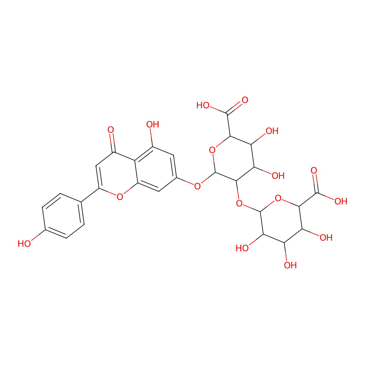 Apigenin 7-diglucuronide molecular structure, CAS 74696-01-8