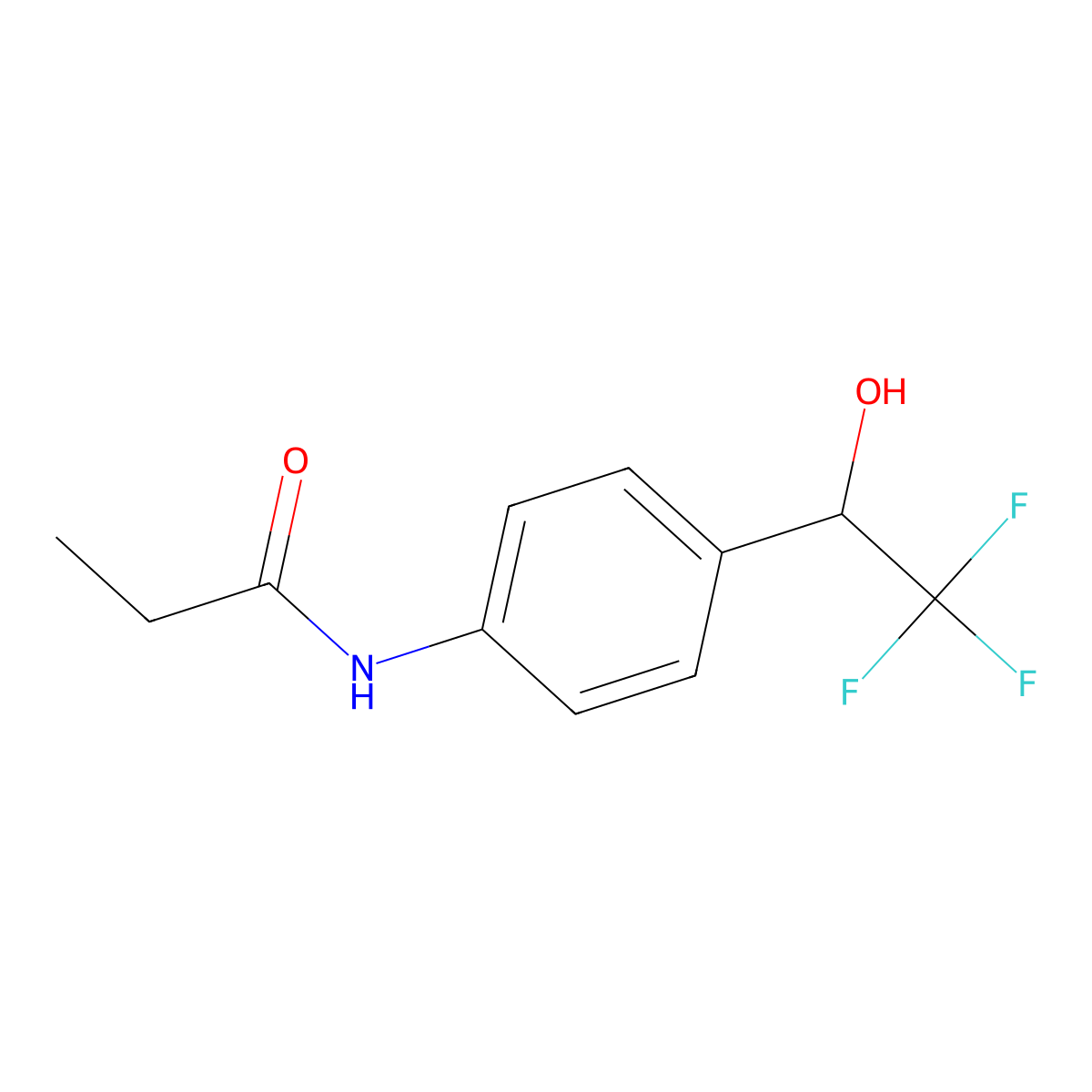 N-(4-(2,2,2-Trifluoro-1-hydroxyethyl)phenyl)propanamide molecular structure, CAS 74696-73-4