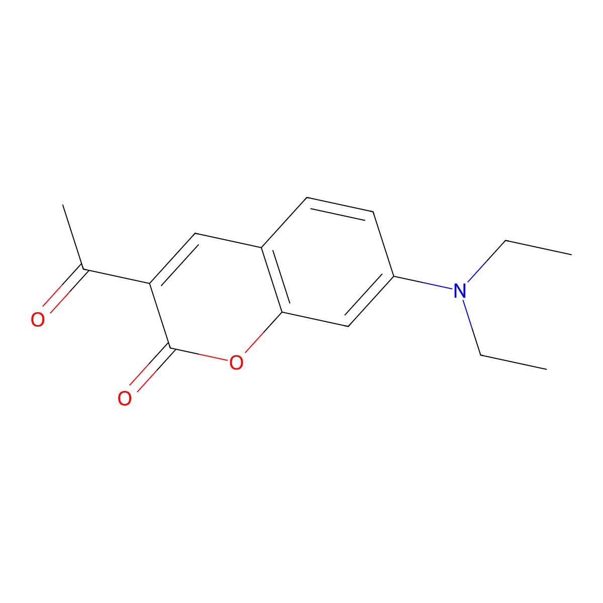 2H-1-Benzopyran-2-one, 3-acetyl-7-(diethylamino)- molecular structure, CAS 74696-96-1
