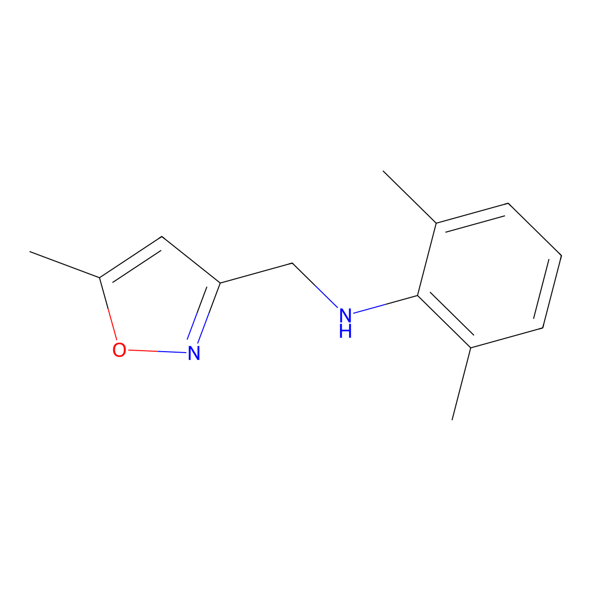 3-Isoxazolemethanamine, N-(2,6-dimethylphenyl)-5-methyl- molecular structure, CAS 74704-94-2