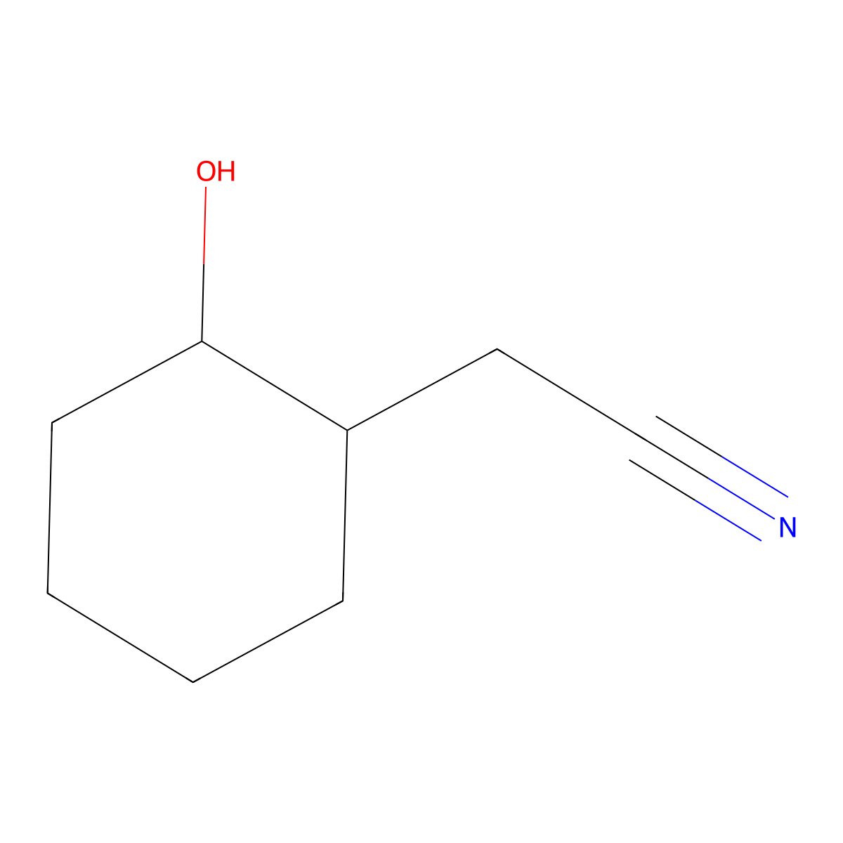 2-[(1R,2S)-2-hydroxycyclohexyl]acetonitrile molecular structure, CAS 74708-24-0
