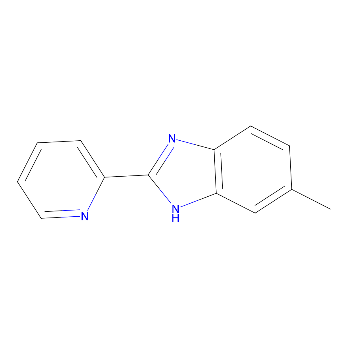 6-methyl-2-pyridin-2-yl-1H-benzimidazole molecular structure, CAS 7471-12-7