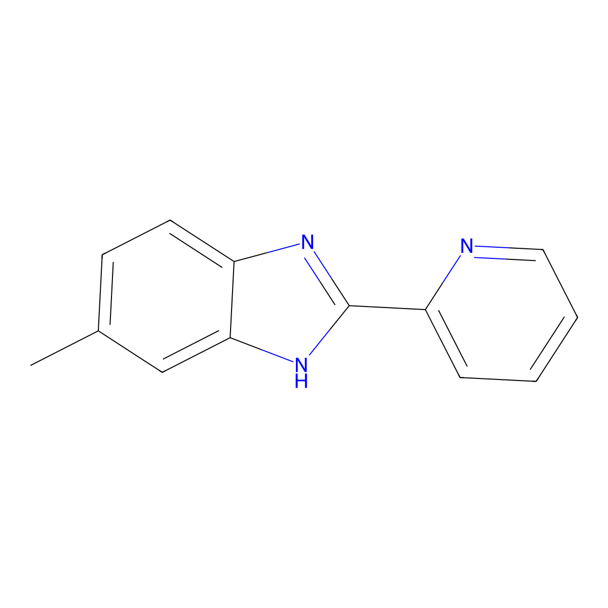 6-methyl-2-pyridin-2-yl-1H-benzimidazole molecular structure, CAS 7471-12-7