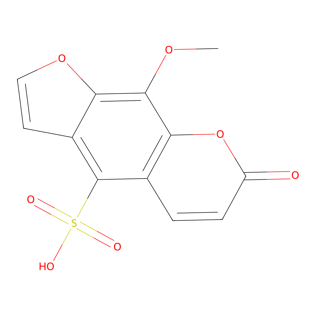 9-Methoxy-7-oxo-7H-furo[3,2-g]chromene-4-sulfonic acid molecular structure, CAS 7471-74-1