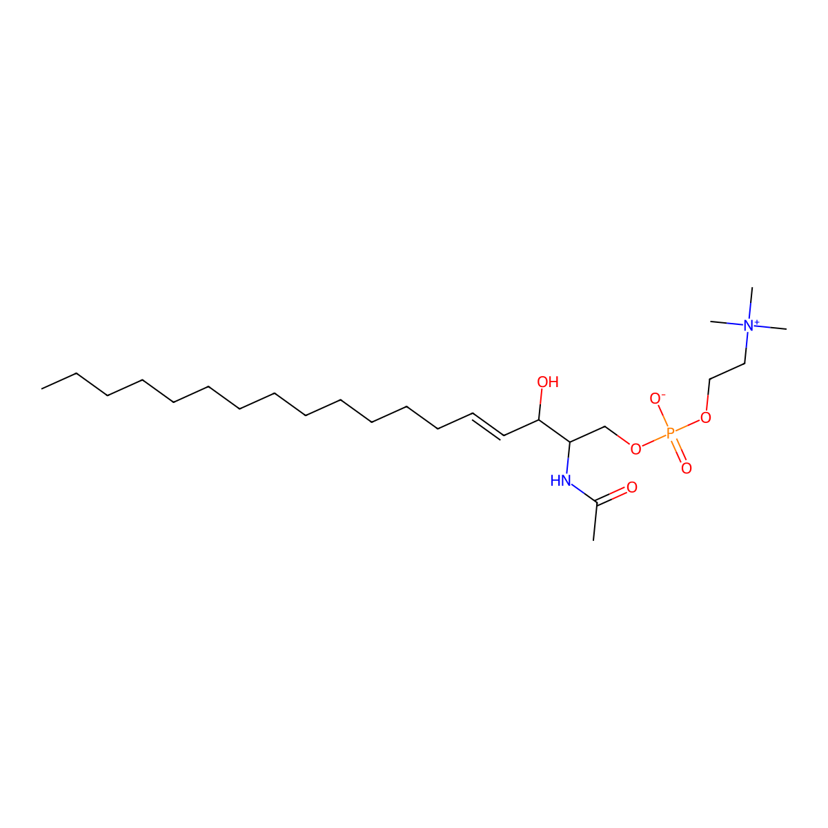 N-acetyl-D-erythro-sphingosylphosphorylcholine molecular structure, CAS 74713-54-5