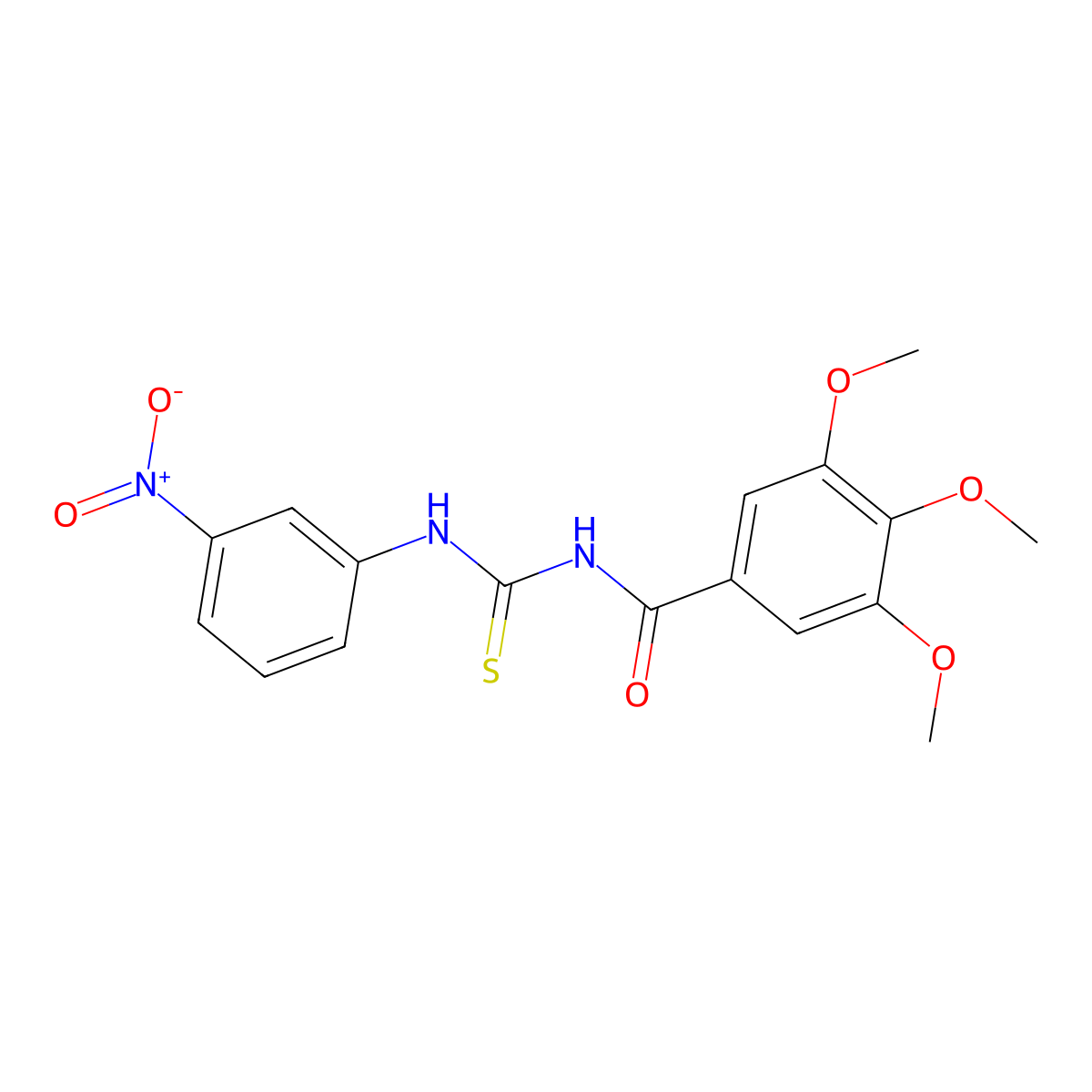 Benzamide, 3,4,5-trimethoxy-N-[[(3-nitrophenyl)amino]thioxomethyl]- molecular structure, CAS 74717-16-1