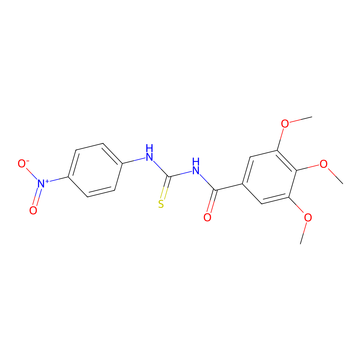 3,4,5-trimethoxy-N-[(4-nitrophenyl)carbamothioyl]benzamide molecular structure, CAS 74717-21-8
