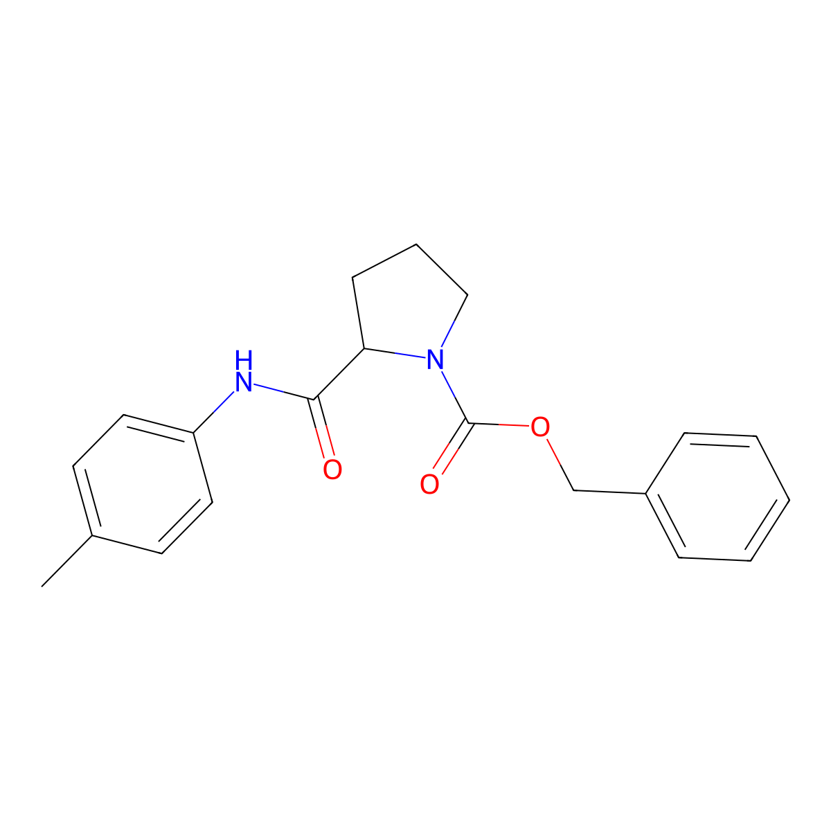 Benzyl 2-[(4-methylphenyl)carbamoyl]pyrrolidine-1-carboxylate molecular structure, CAS 7472-74-4