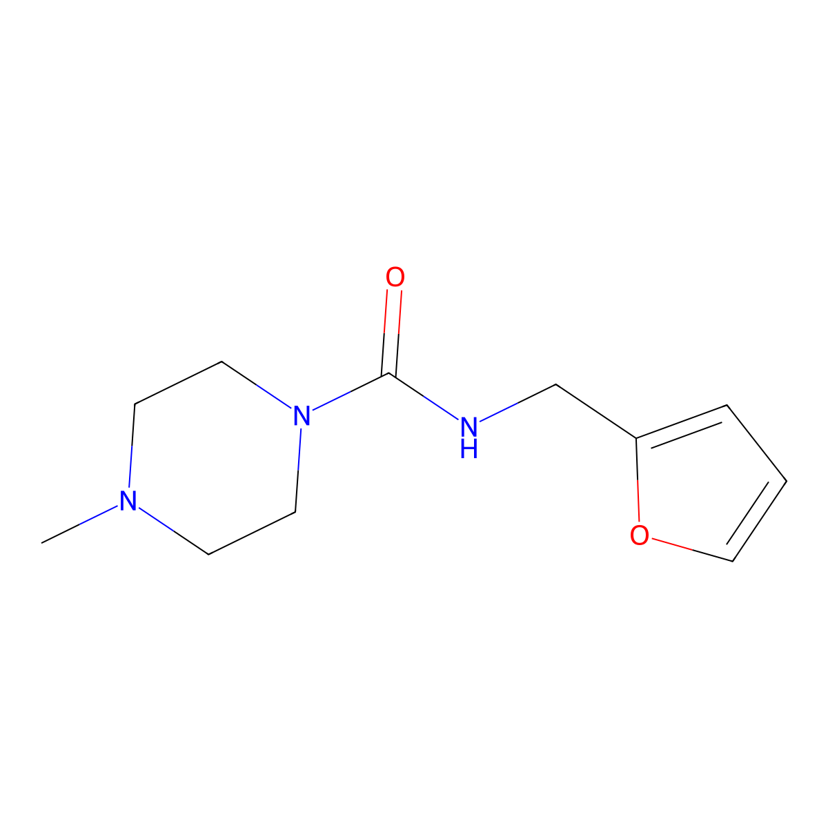 N-(2-furylmethyl)-4-methyl-1-piperazinecarboxamide molecular structure, CAS 74729-70-7