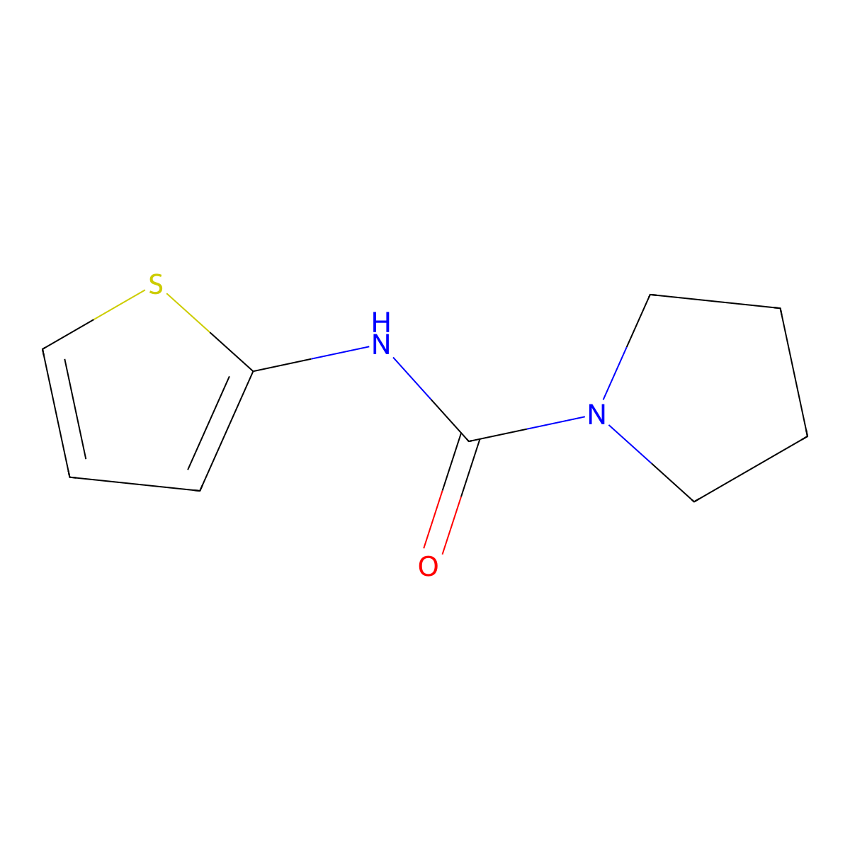 N-(thiophen-2-yl)pyrrolidine-1-carboxamide molecular structure, CAS 74729-73-0