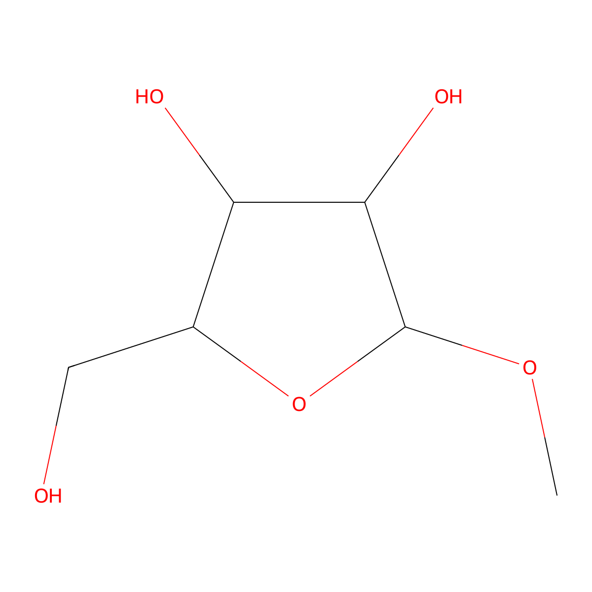Methyl beta-D-ribofuranoside molecular structure, CAS 7473-45-2