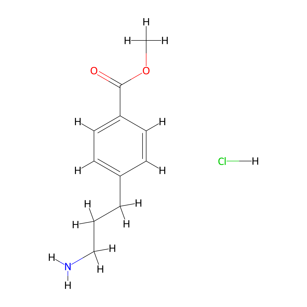 Methyl 4-(3-aminopropyl)benzoate hydrochloride molecular structure, CAS 74733-37-2