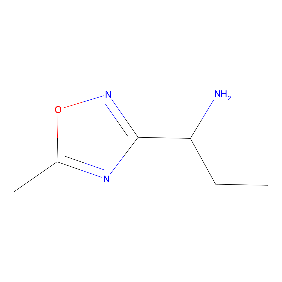 1-(5-Methyl-1,2,4-oxadiazol-3-yl)propan-1-amine molecular structure, CAS 747371-17-1