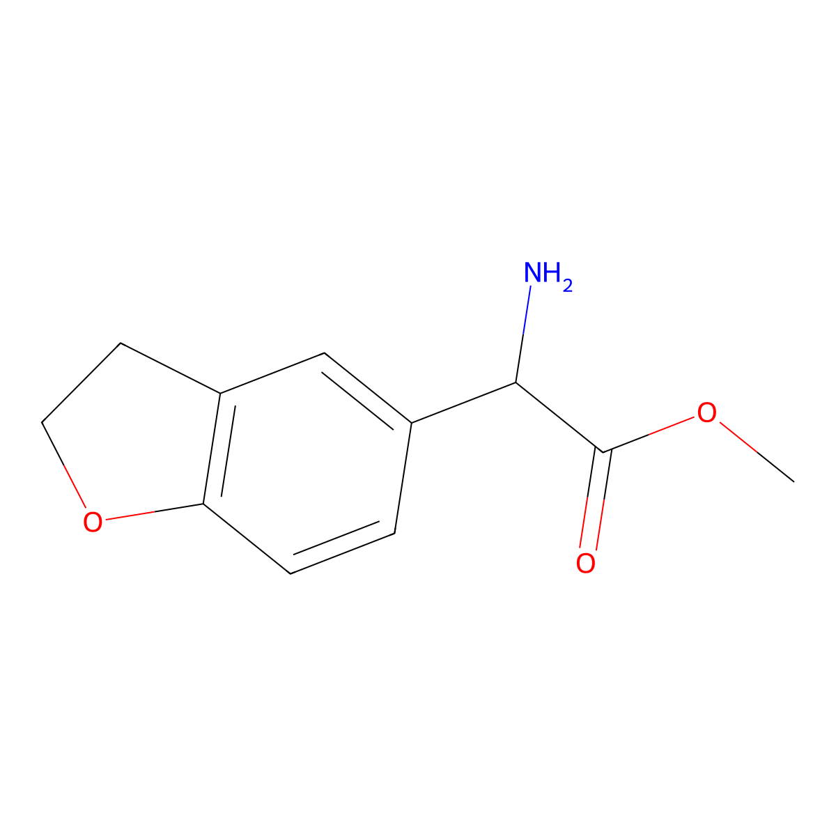 Methyl 2-amino-2-(2,3-dihydro-1-benzofuran-5-yl)acetate molecular structure, CAS 747388-69-8