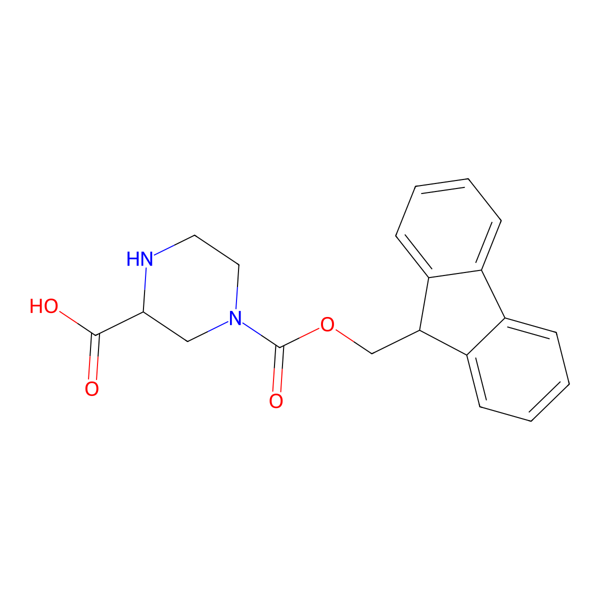 4-Fmoc-Piperazine-2-(R)-carboxylic acid molecular structure, CAS 747393-31-3