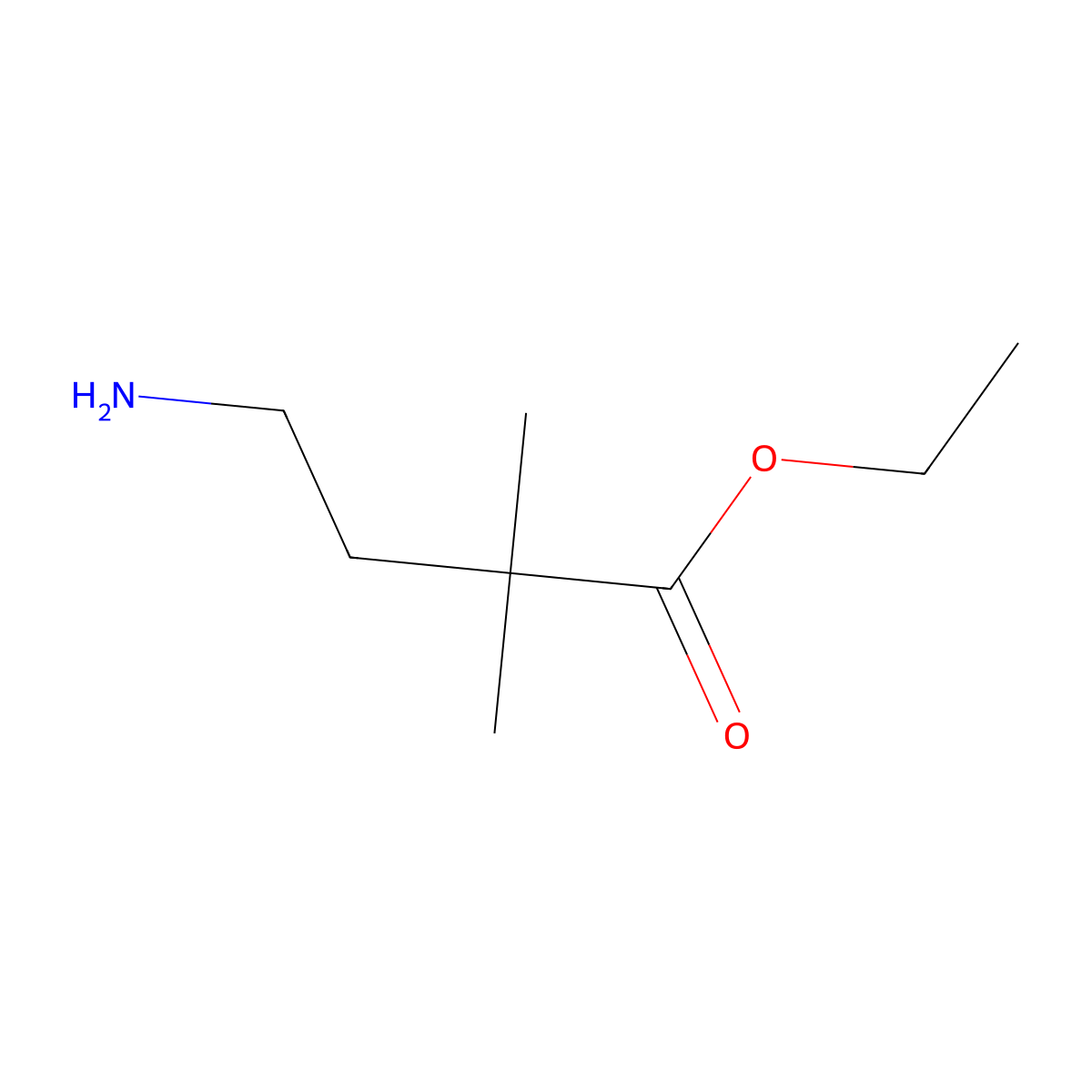 Ethyl 4-amino-2,2-dimethylbutanoate molecular structure, CAS 747396-92-5