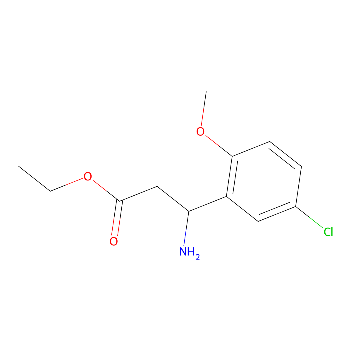 Ethyl 3-amino-3-(5-chloro-2-methoxyphenyl)propanoate molecular structure, CAS 747406-15-1