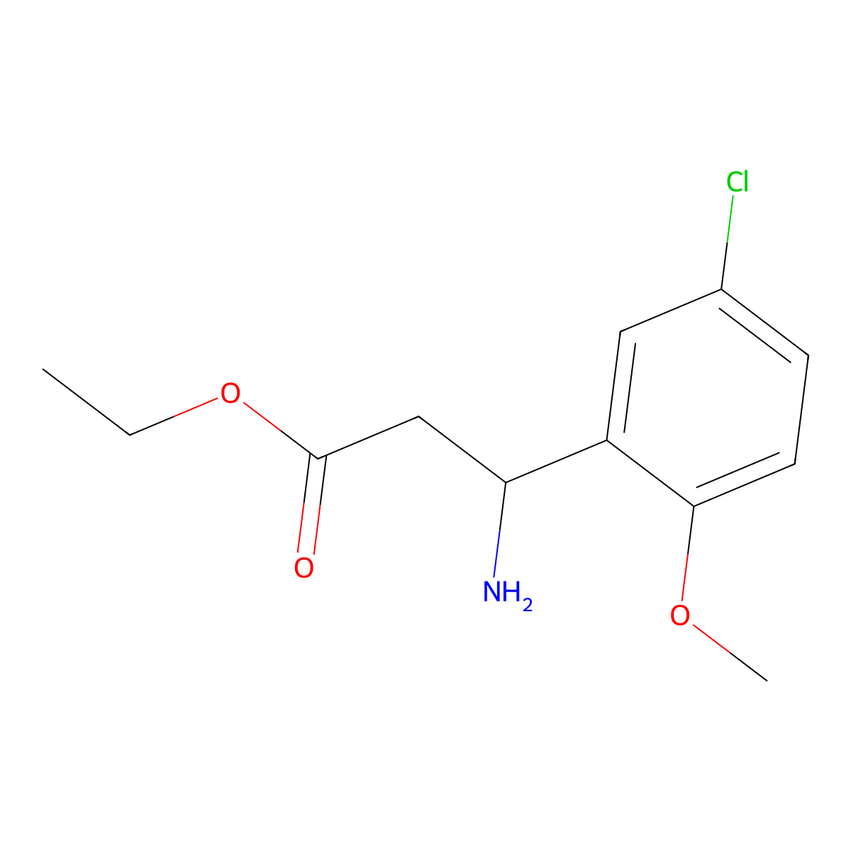 Ethyl 3-amino-3-(5-chloro-2-methoxyphenyl)propanoate molecular structure, CAS 747406-15-1