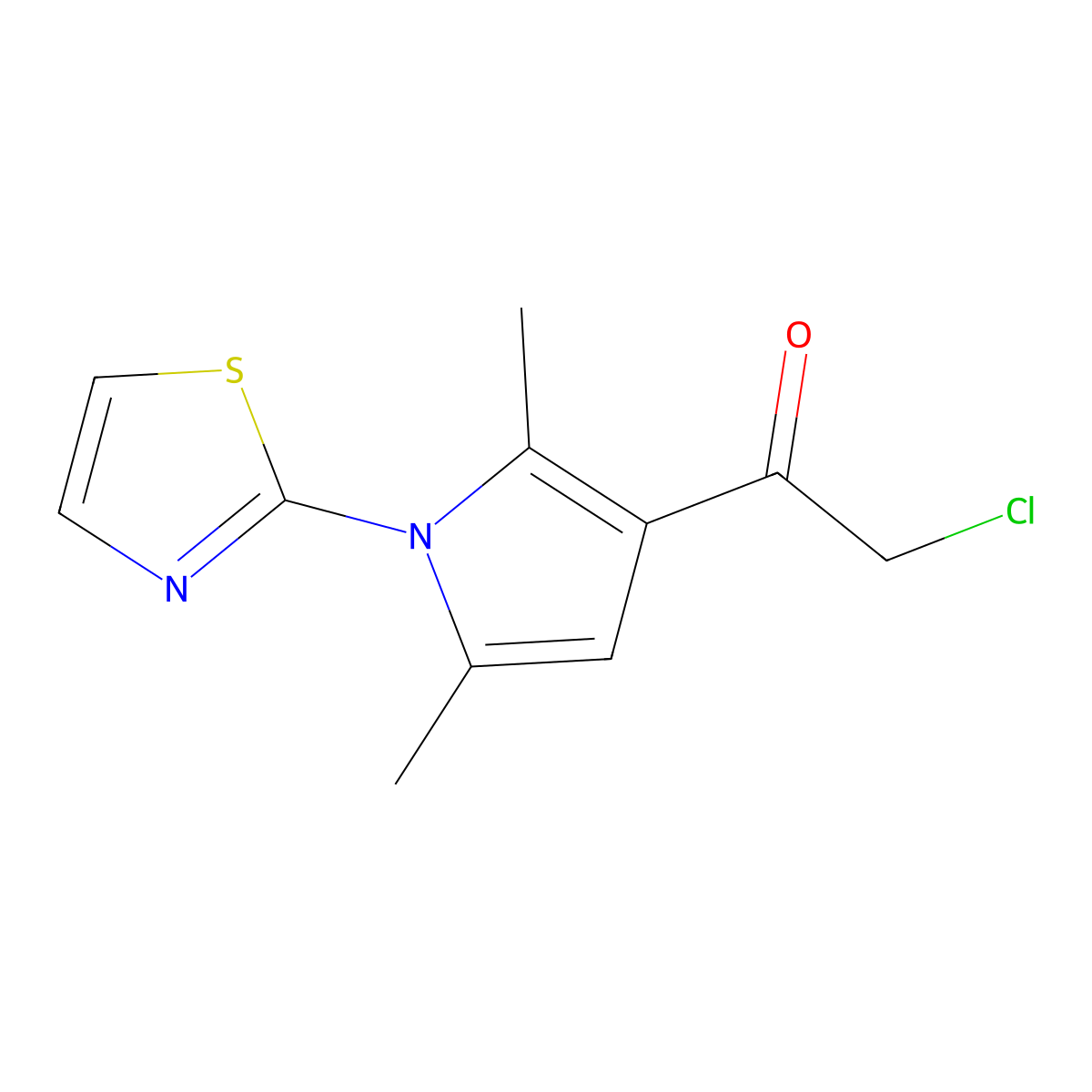 2-chloro-1-[2,5-dimethyl-1-(1,3-thiazol-2-yl)-1H-pyrrol-3-yl]ethan-1-one molecular structure, CAS 747411-02-5