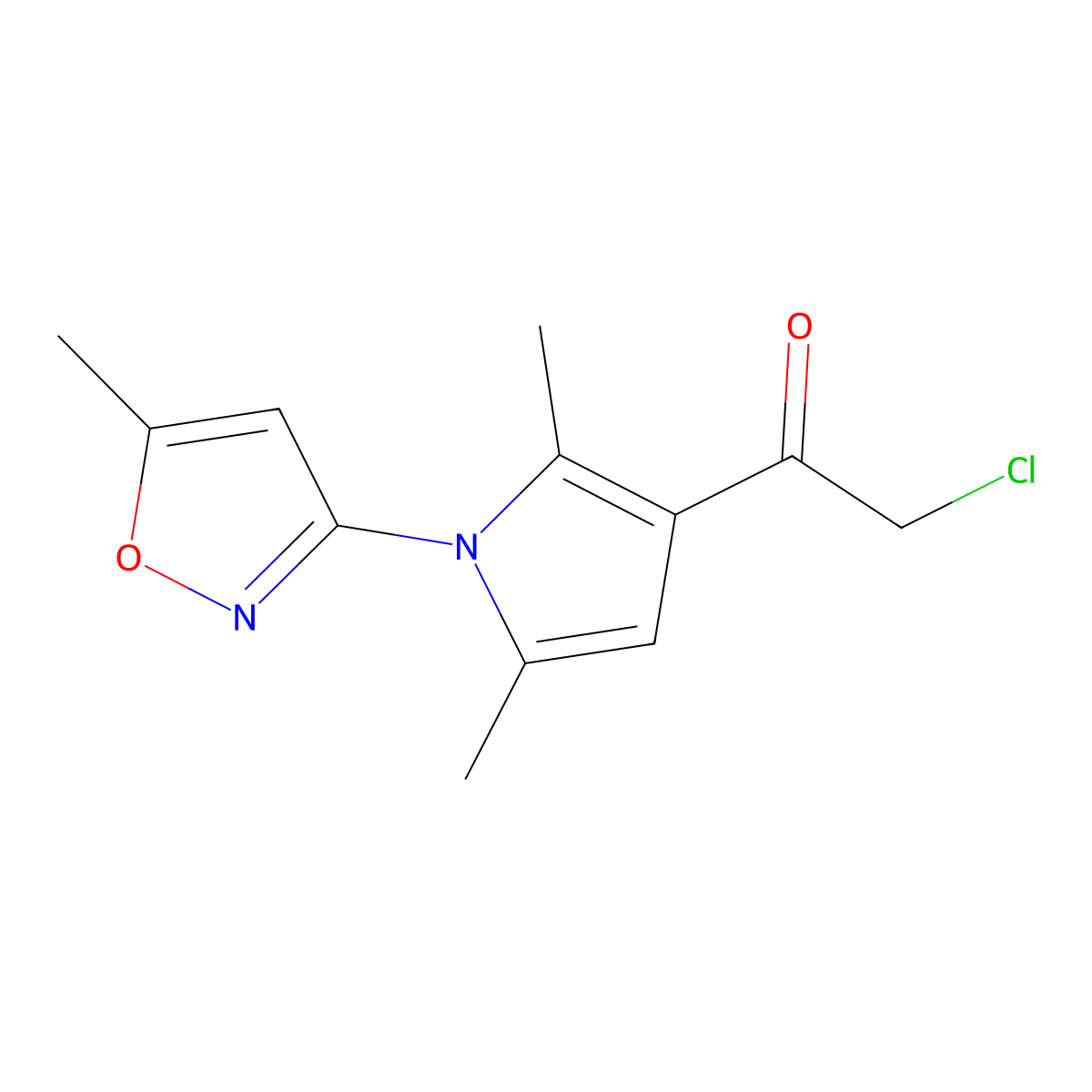 2-chloro-1-[2,5-dimethyl-1-(5-methyl-1,2-oxazol-3-yl)-1H-pyrrol-3-yl]ethan-1-one molecular structure, CAS 747411-07-0