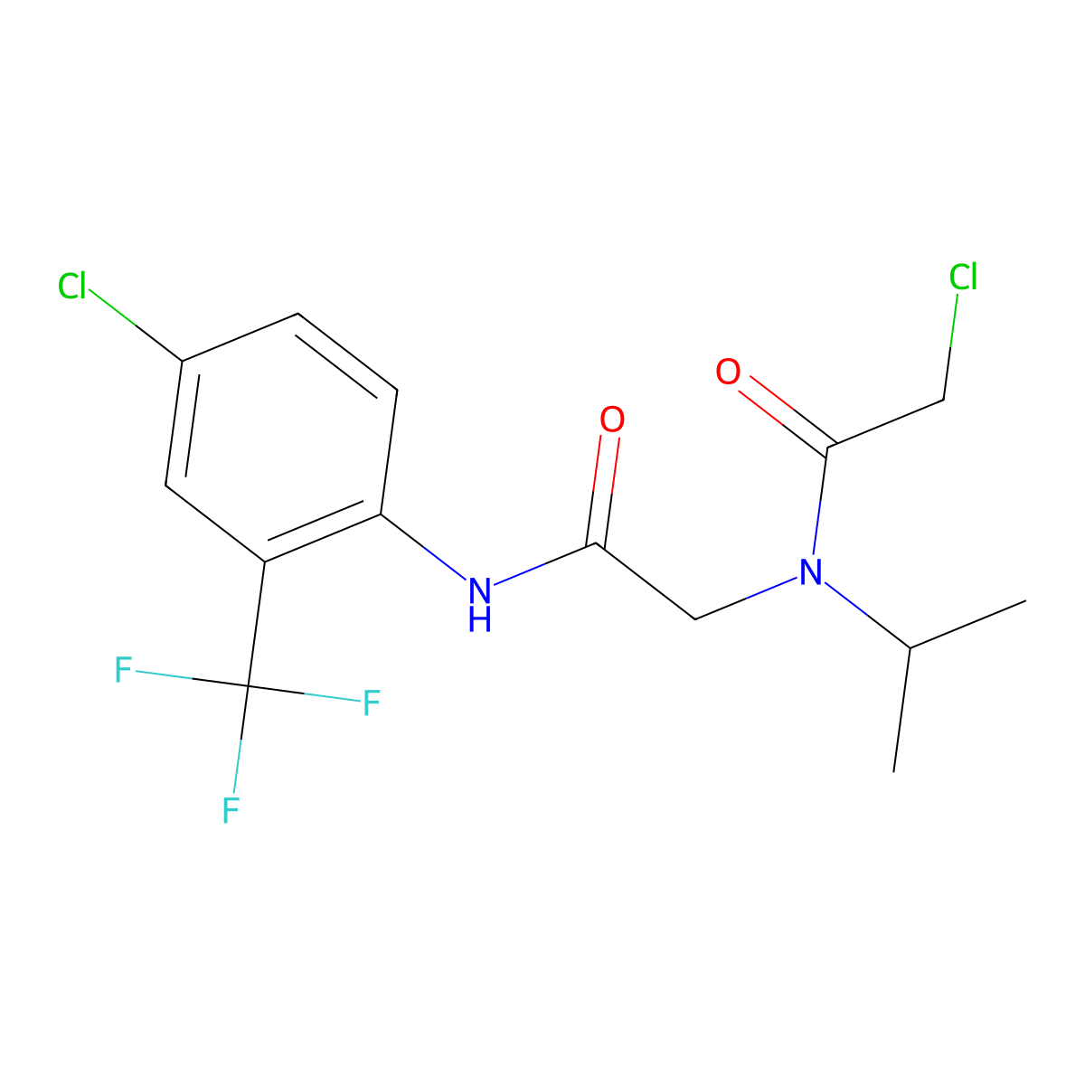 2-chloro-N-({[4-chloro-2-(trifluoromethyl)phenyl]carbamoyl}methyl)-N-(propan-2-yl)acetamide molecular structure, CAS 747411-16-1
